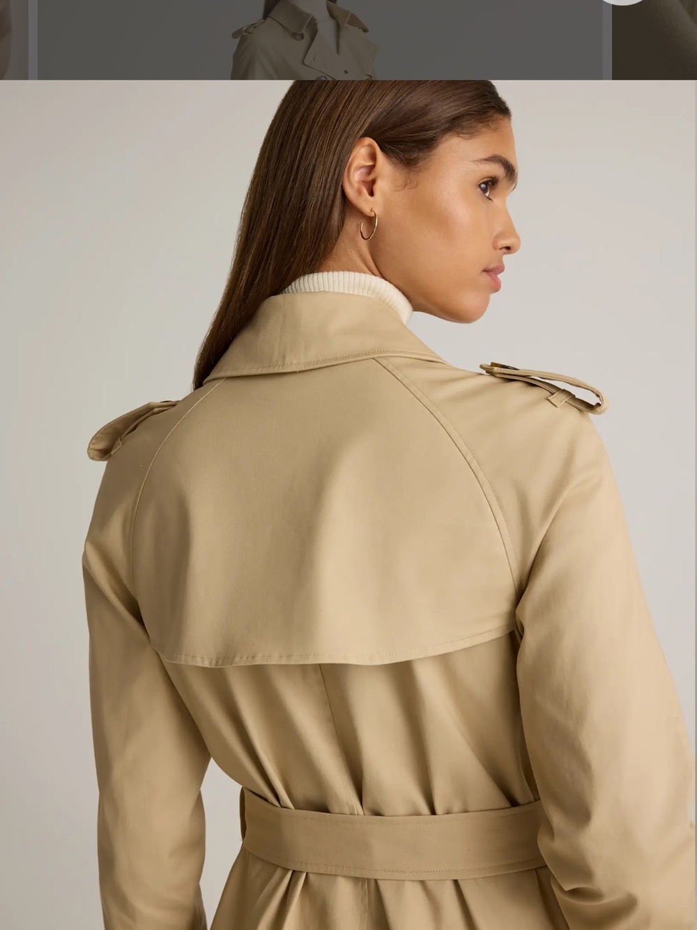NWT QUINCE Comfort Stretch Long Trench Coat Double-Breasted Light Khaki 9553 - Picture 11 of 16
